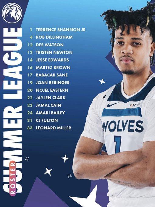 森林狼官方公布夏联出战球员名单：小香农、贝兰热领衔